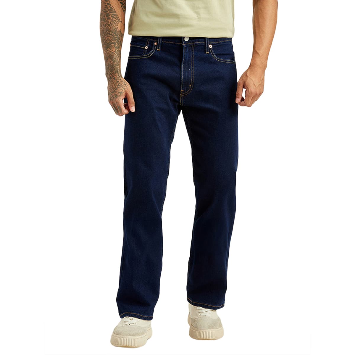 Jeans - Men's Blue Casual Solid Mid Rise Jeans 1
