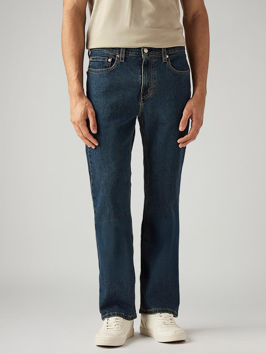 Jeans - Men's Blue Casual Solid Mid Rise Five Pocket Styling Jeans 1