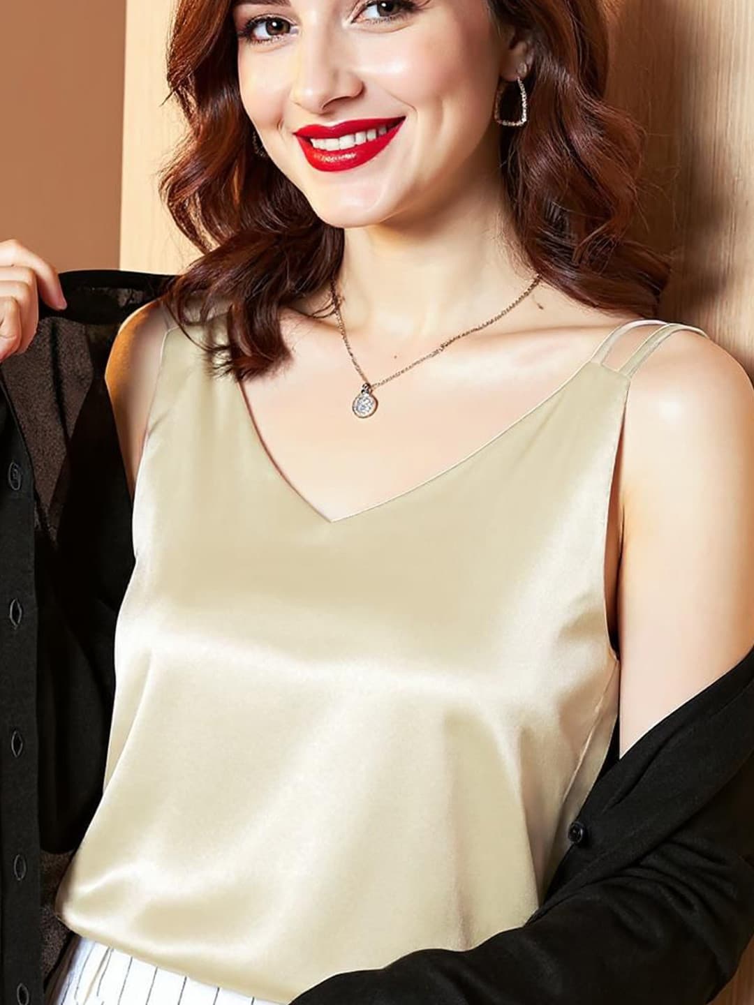 Tops - Women's Cream Party Solid Regular Fit Top 1