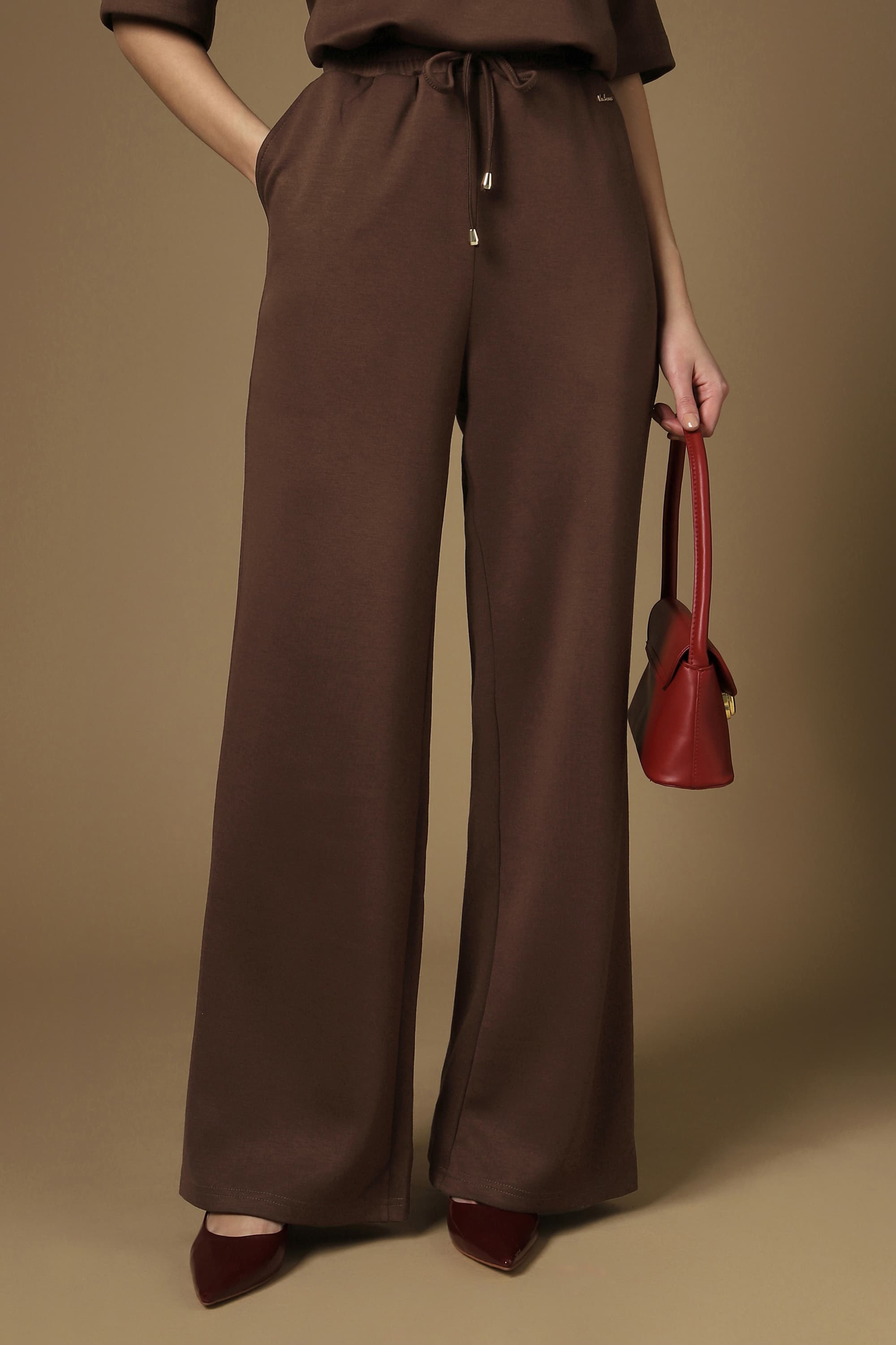 Trouser - Women's Brown Casual Wide Leg Trouser 1