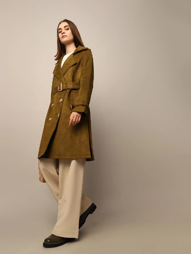 Women's Brown Casual Solid Regular Fit Coat