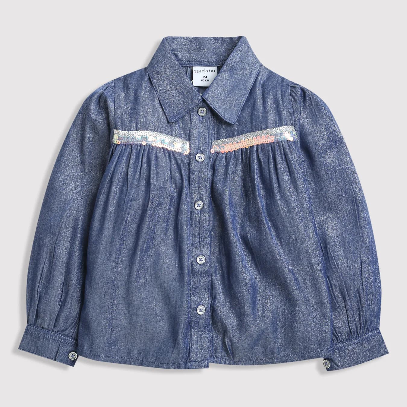 Girls Dark Blue Party Full Sleeves Top