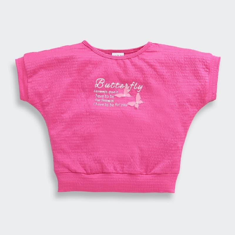 Girls Hot Pink Party Half Sleeves Top