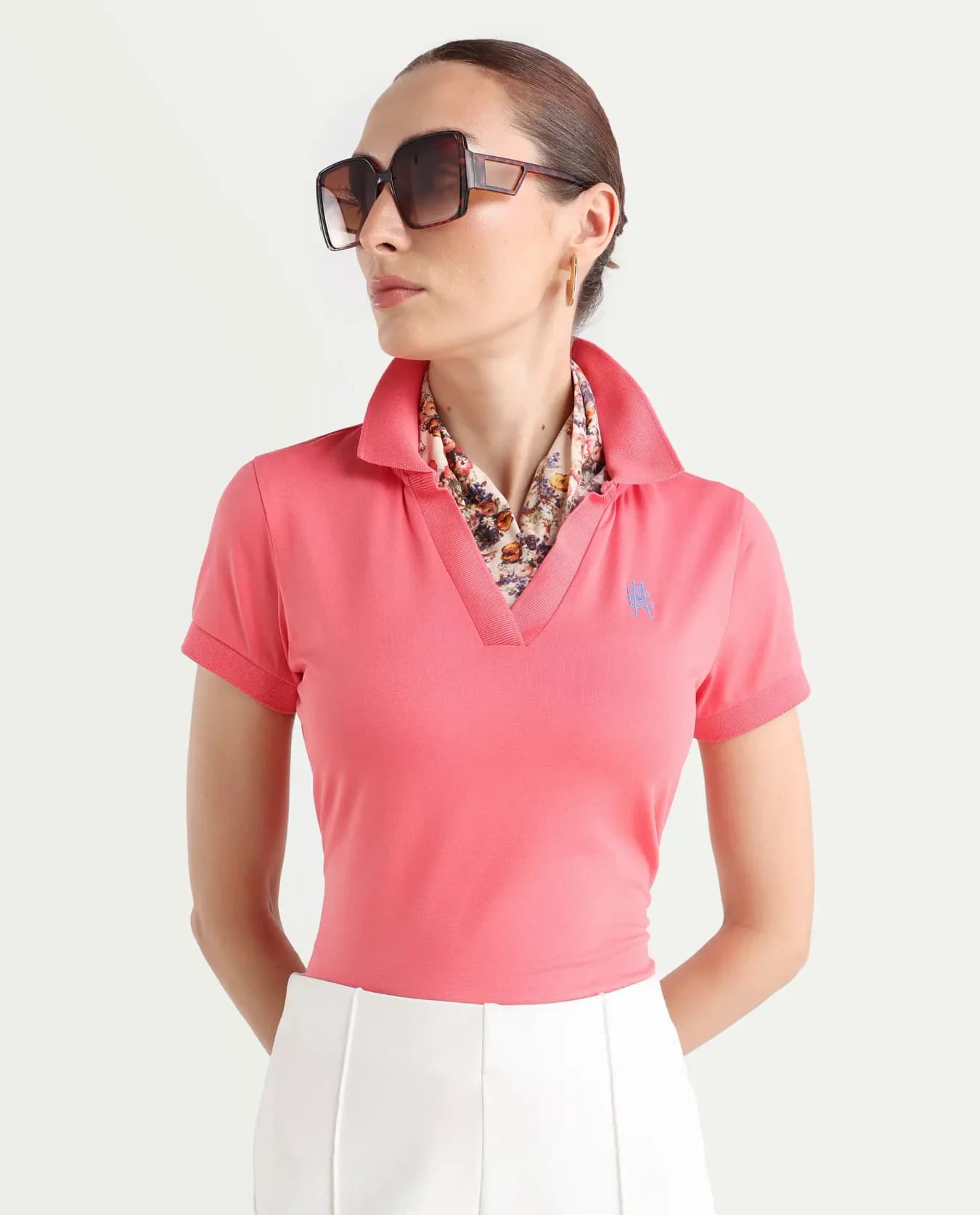 Women's Orange Casual Solid Regular Fit Polo Tshirt