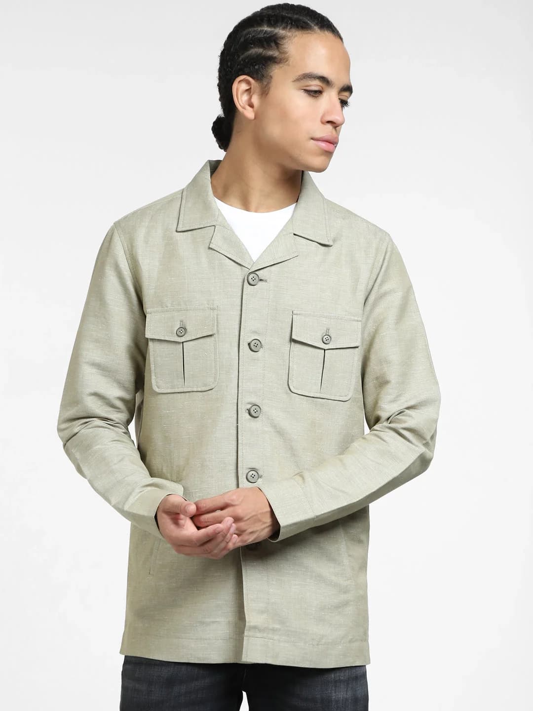 Men's Brown Casual Solid Slim Fit Jacket