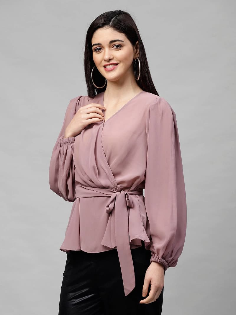 Women's Purple Casual Solid Regular Fit Top