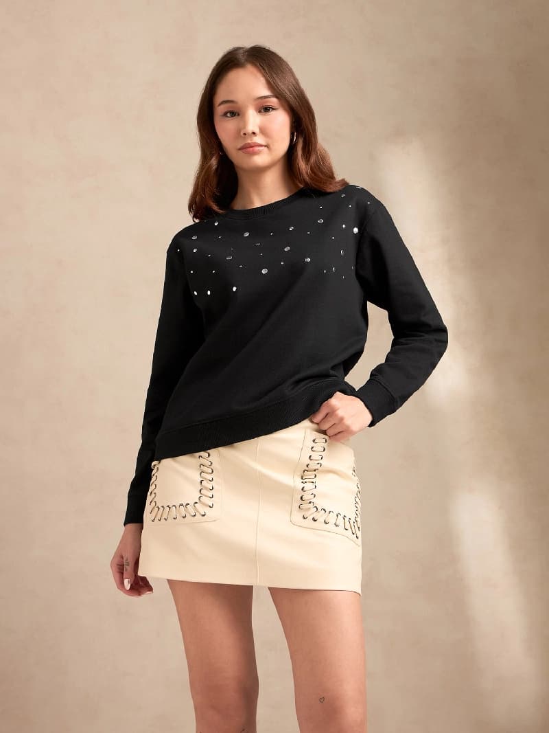 Women's Black Party Oversized Fit Sweatshirt