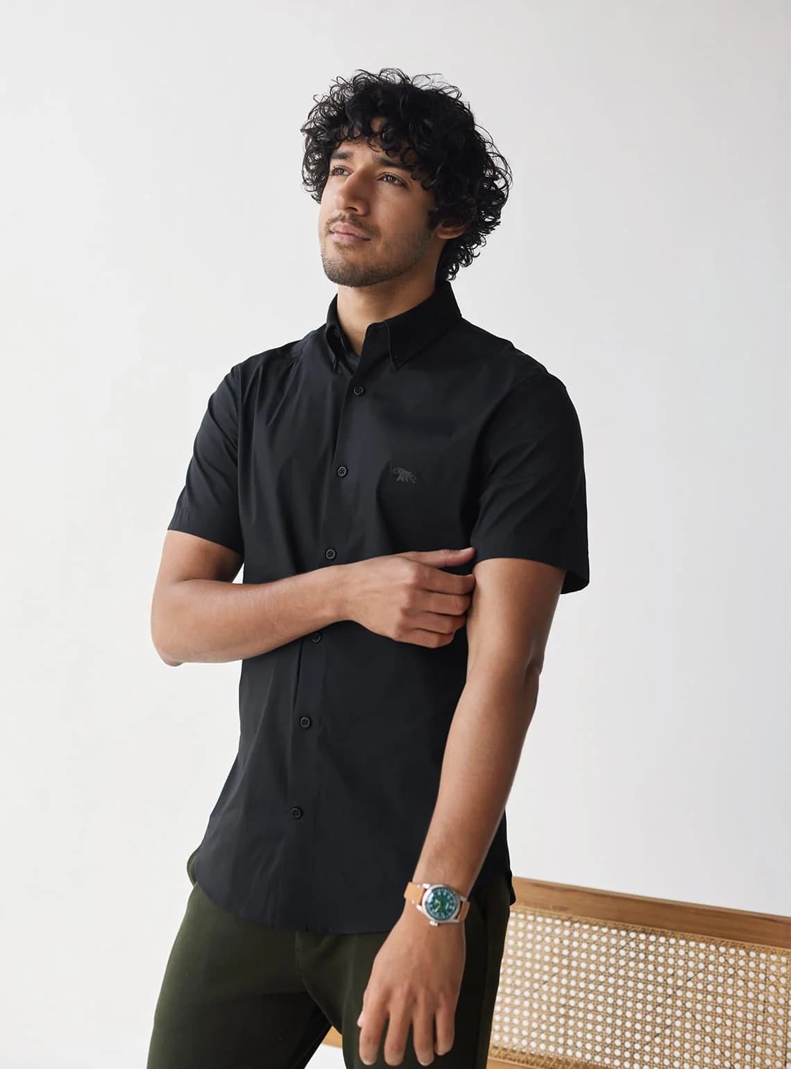 Men's Black Formal Solid Regular Fit Cotton Shirt