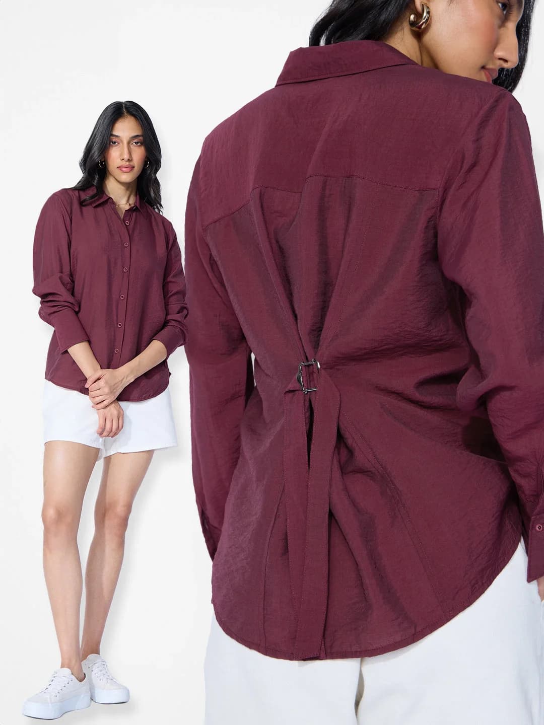 Women's Red Casual Solid Regular Fit Shirt