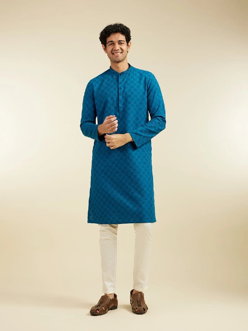 Men's Blue Festive Kurta