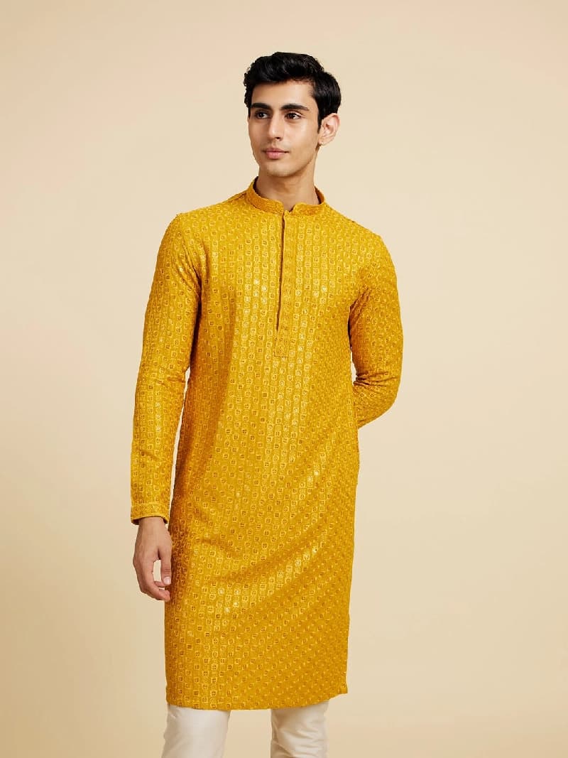 Men's Yellow Festive Kurta