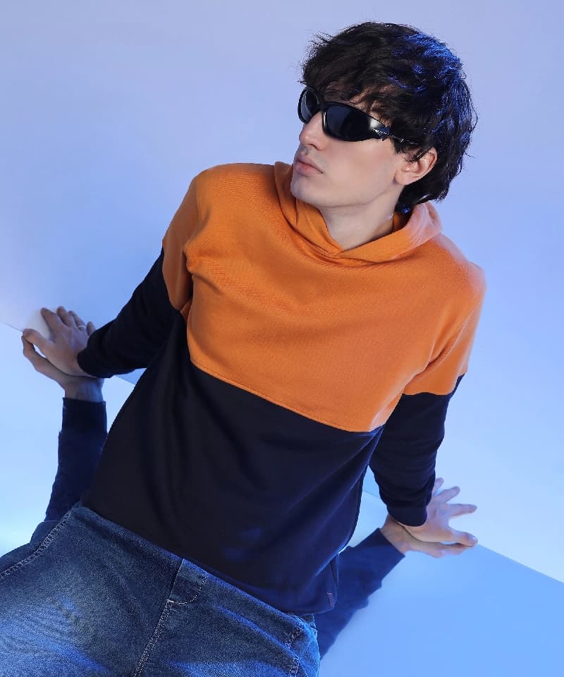 Men's Multicolor Casual Colorblocked Hoodie