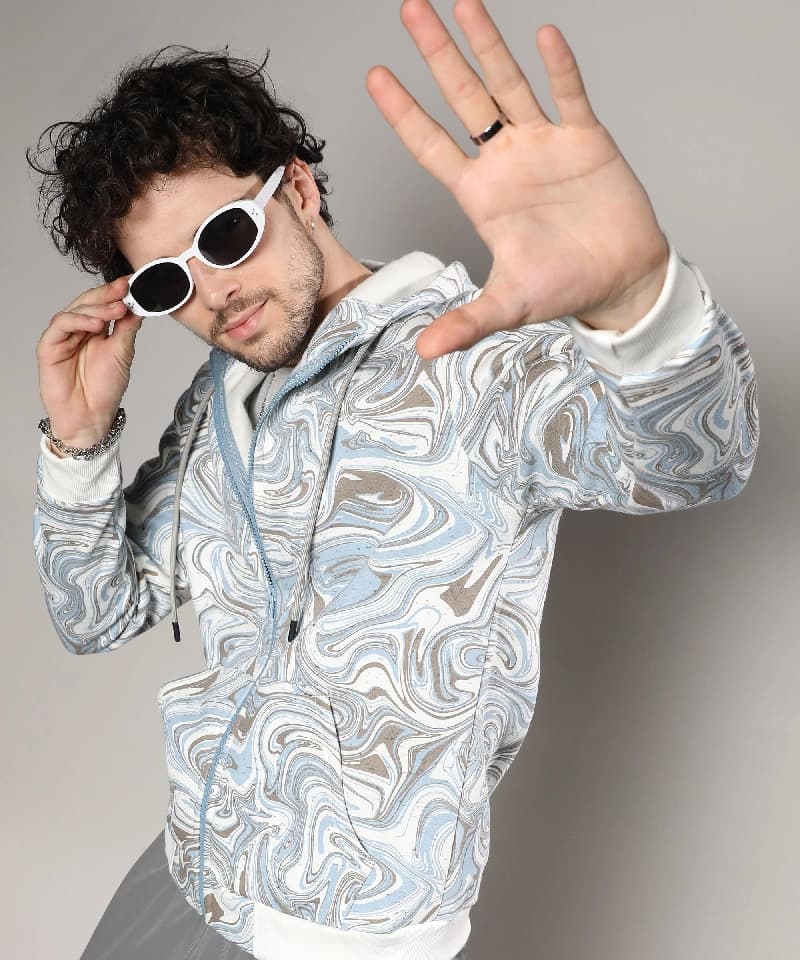 Men's Multicolor Casual Printed Hoodie