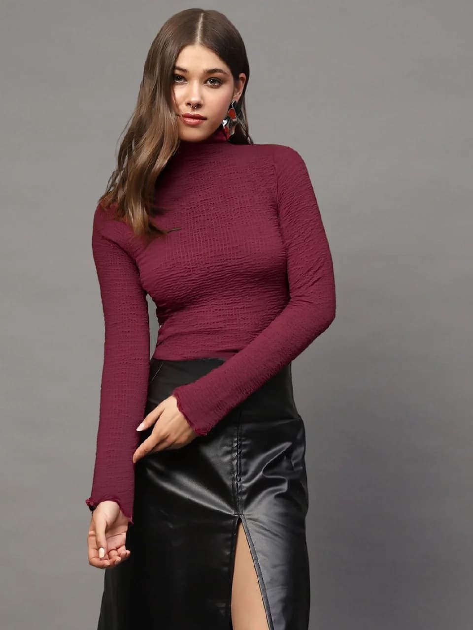 Women's Orange Casual Solid Regular Fit Tshirt