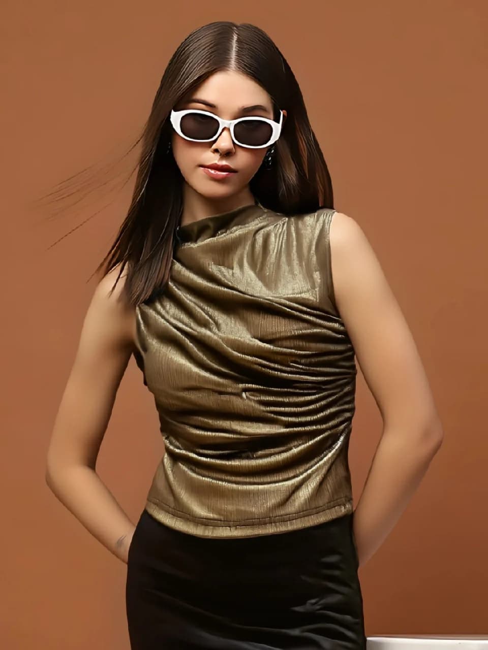 Women's Yellow Party Solid Regular Fit Top