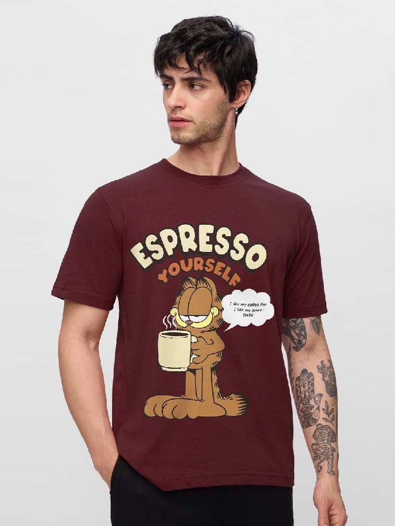 Men's Brown Casual Graphic Regular Fit Tshirt