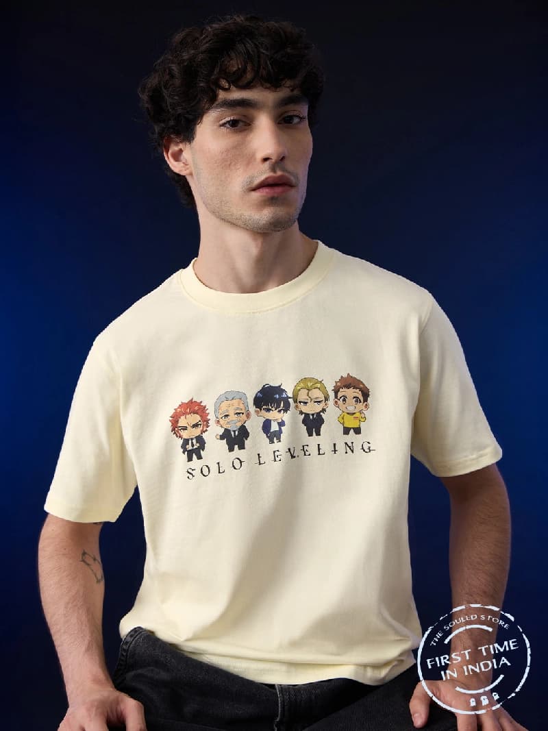 Men's Off White Casual Solid Regular Fit Tshirt