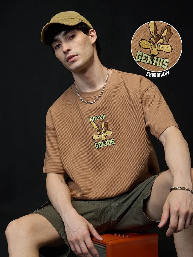 Men's Brown Casual Oversized Fit Tshirt