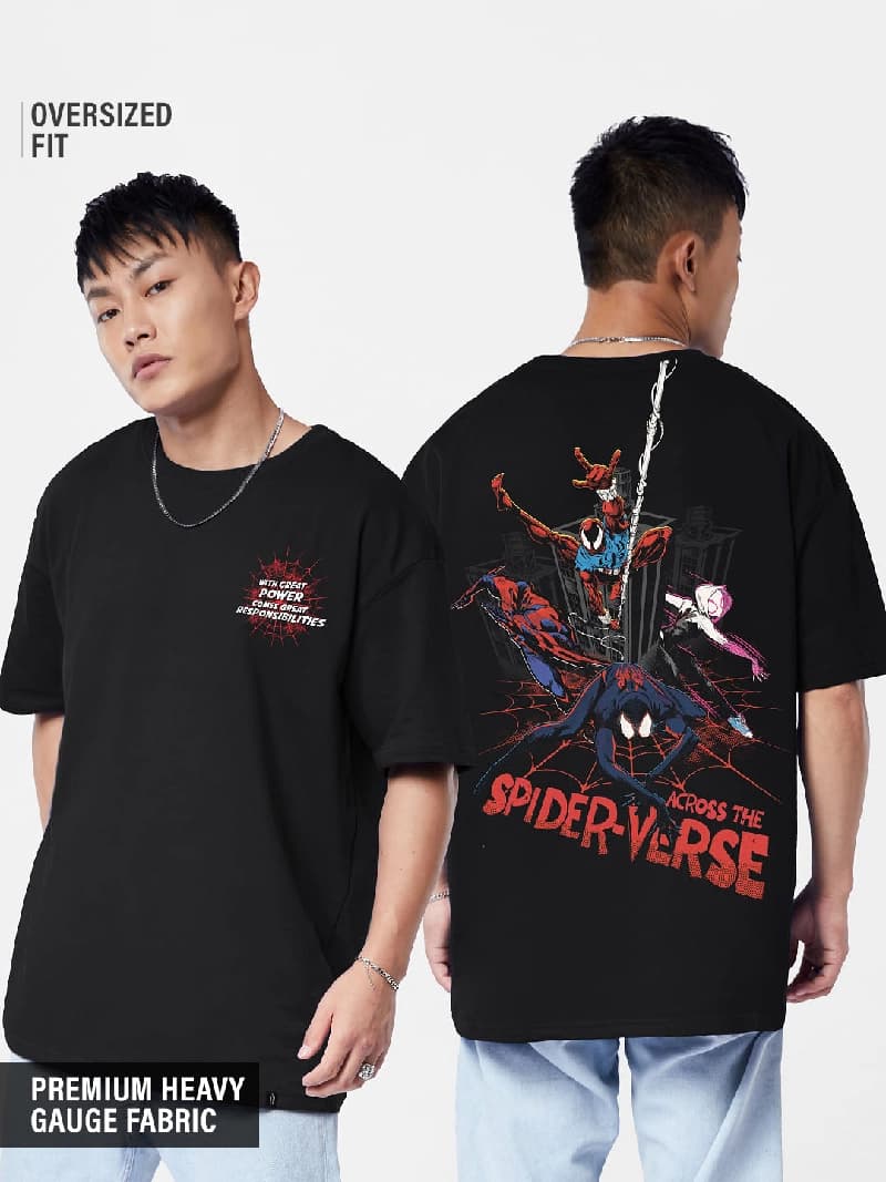 Men's Black Casual Graphic Oversized Fit Tshirt