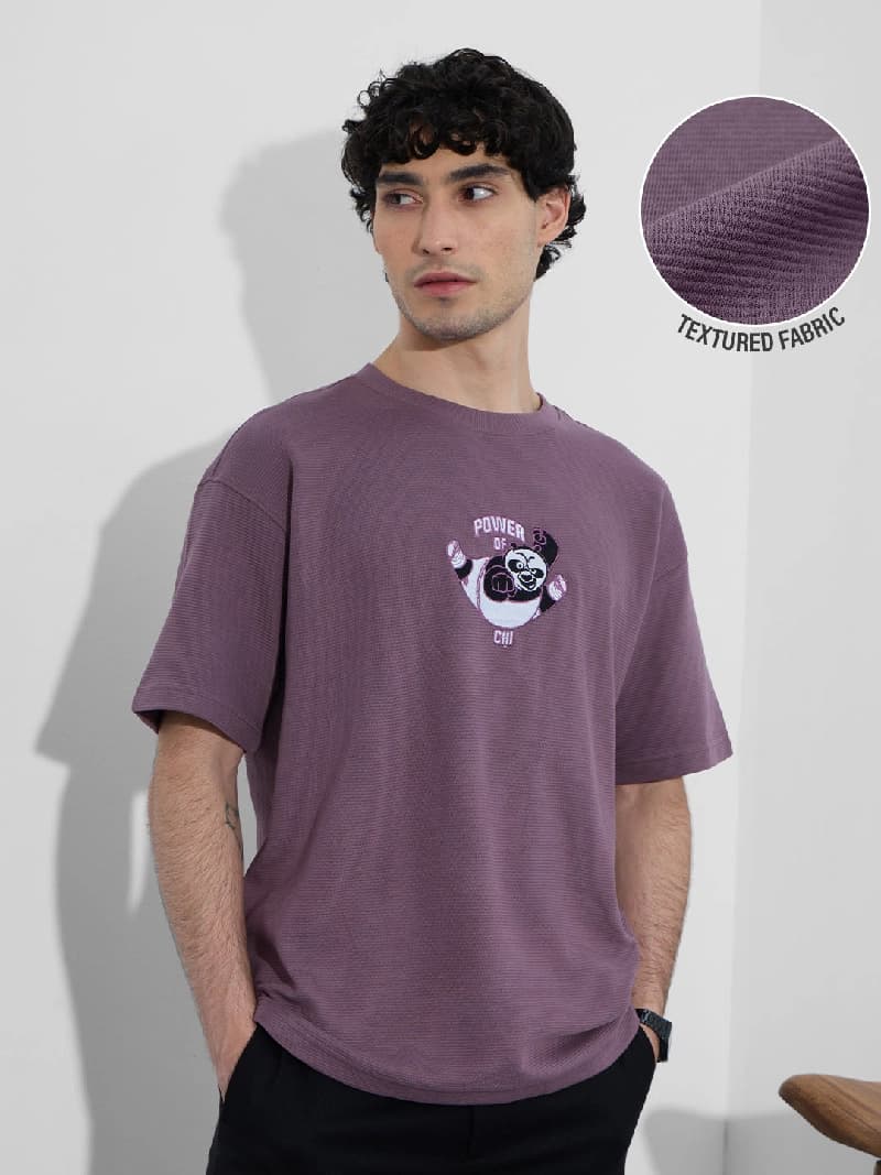 Men's Purple Casual Oversized Fit Tshirt