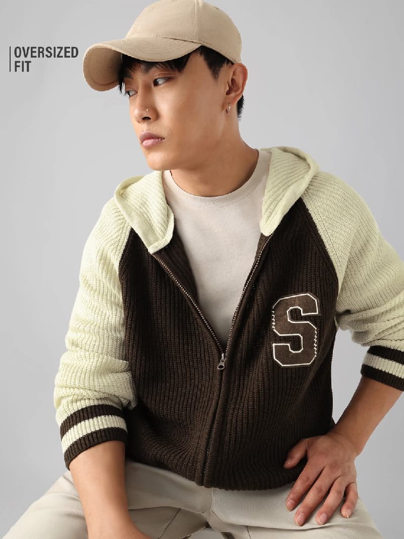 Men's Multicolor Casual Oversized Fit Cardigan