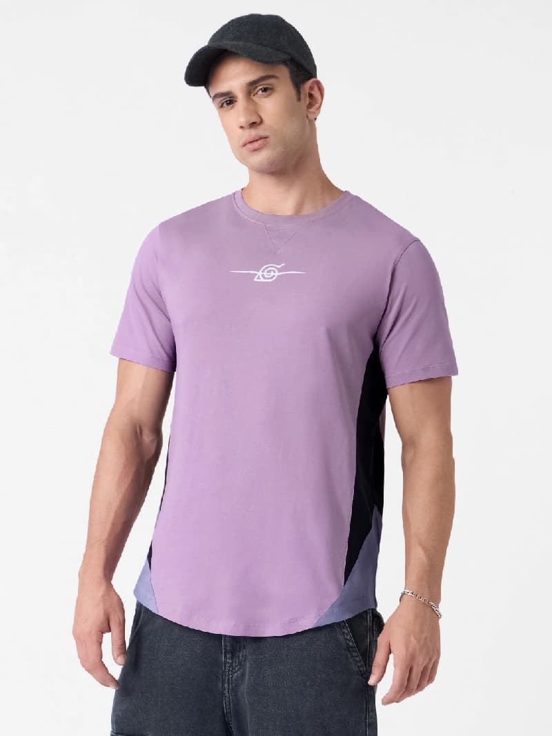 Men's Purple Casual Graphic Regular Fit Tshirt