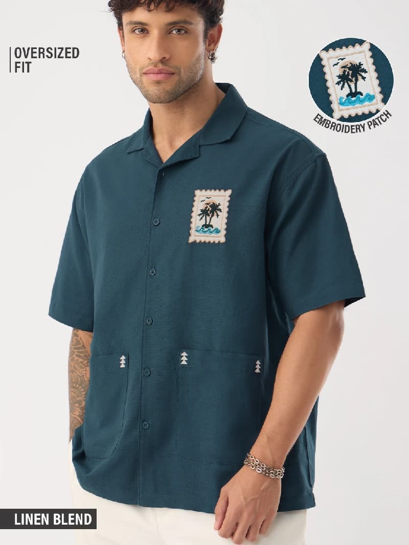 Men's Green Casual Oversized Fit Shirt
