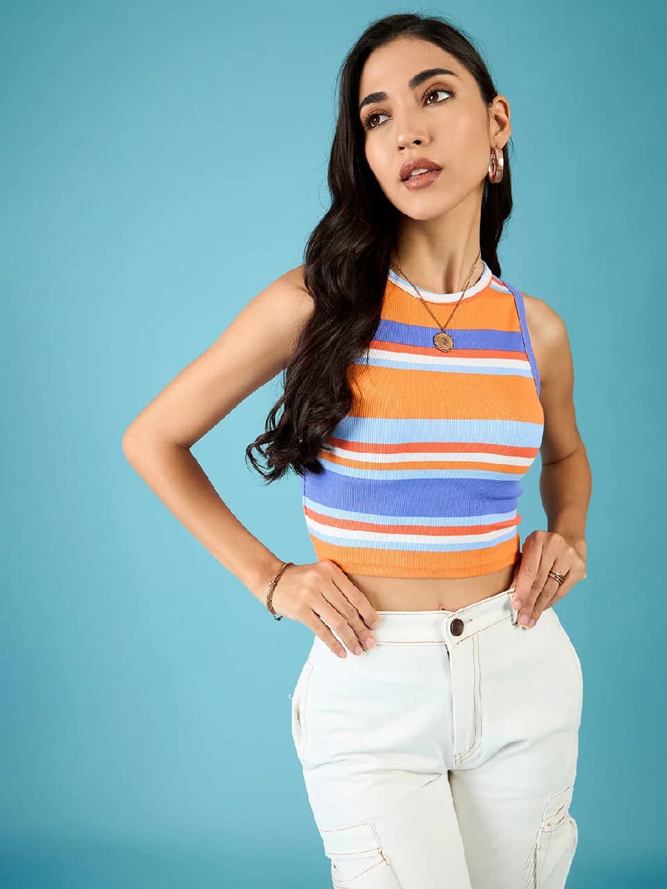 Women's Multicolor Casual Printed Skinny Fit Top