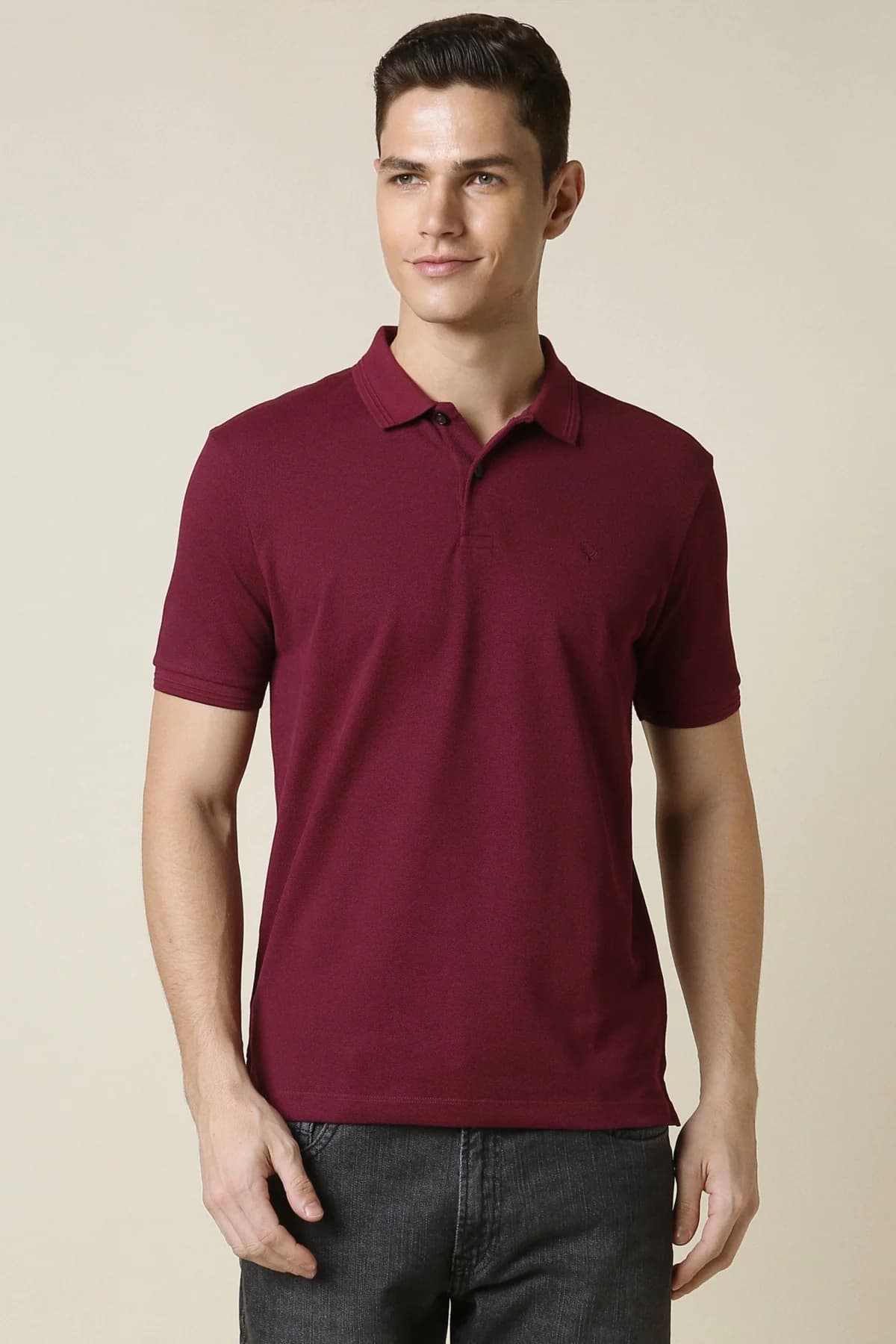 Men's Red Casual Solid Regular Fit Polo Tshirt
