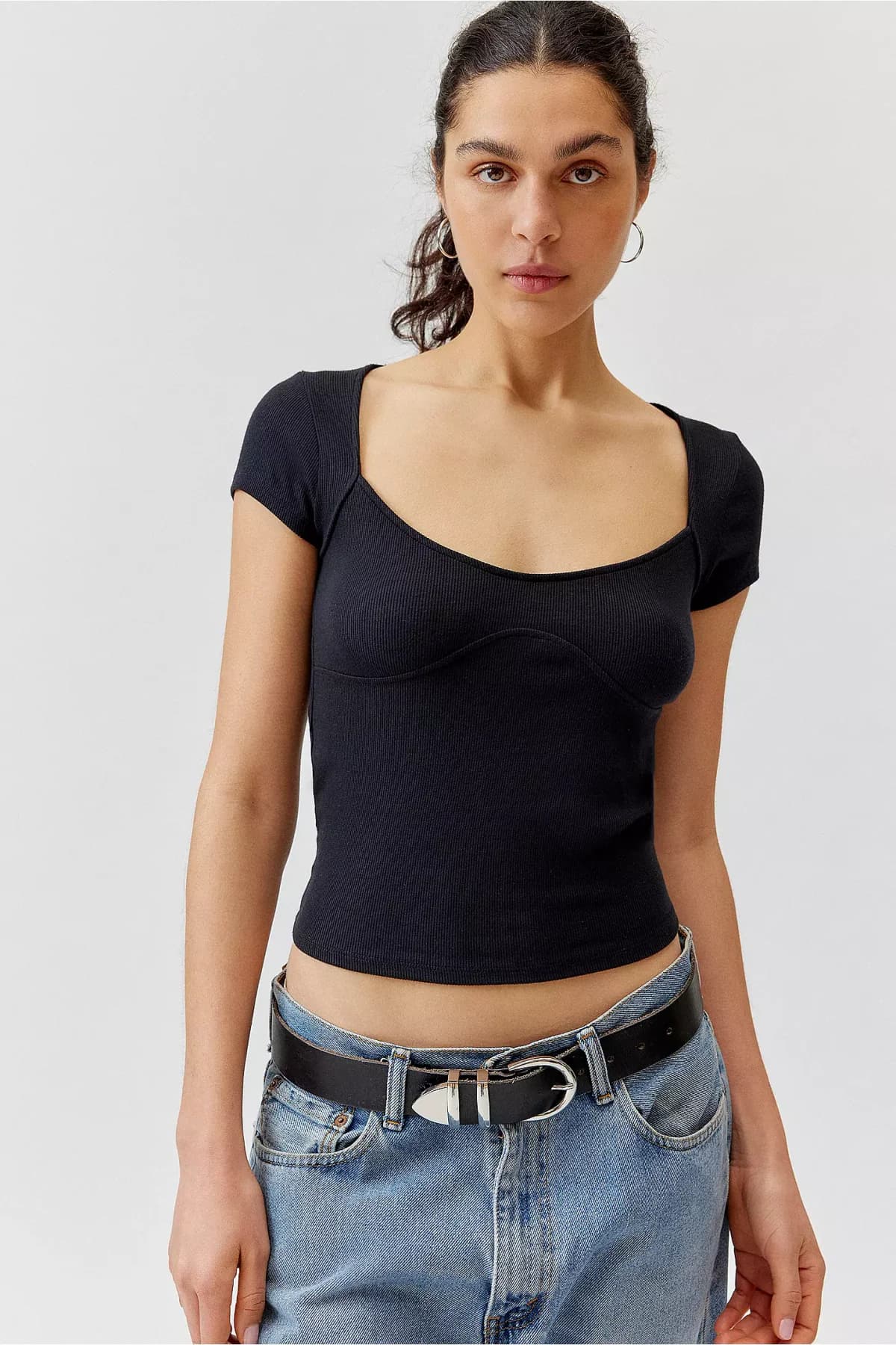 Women's Black Casual Solid Regular Fit Top