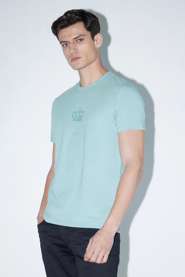 Men's Blue Casual Solid Regular Fit Tshirt