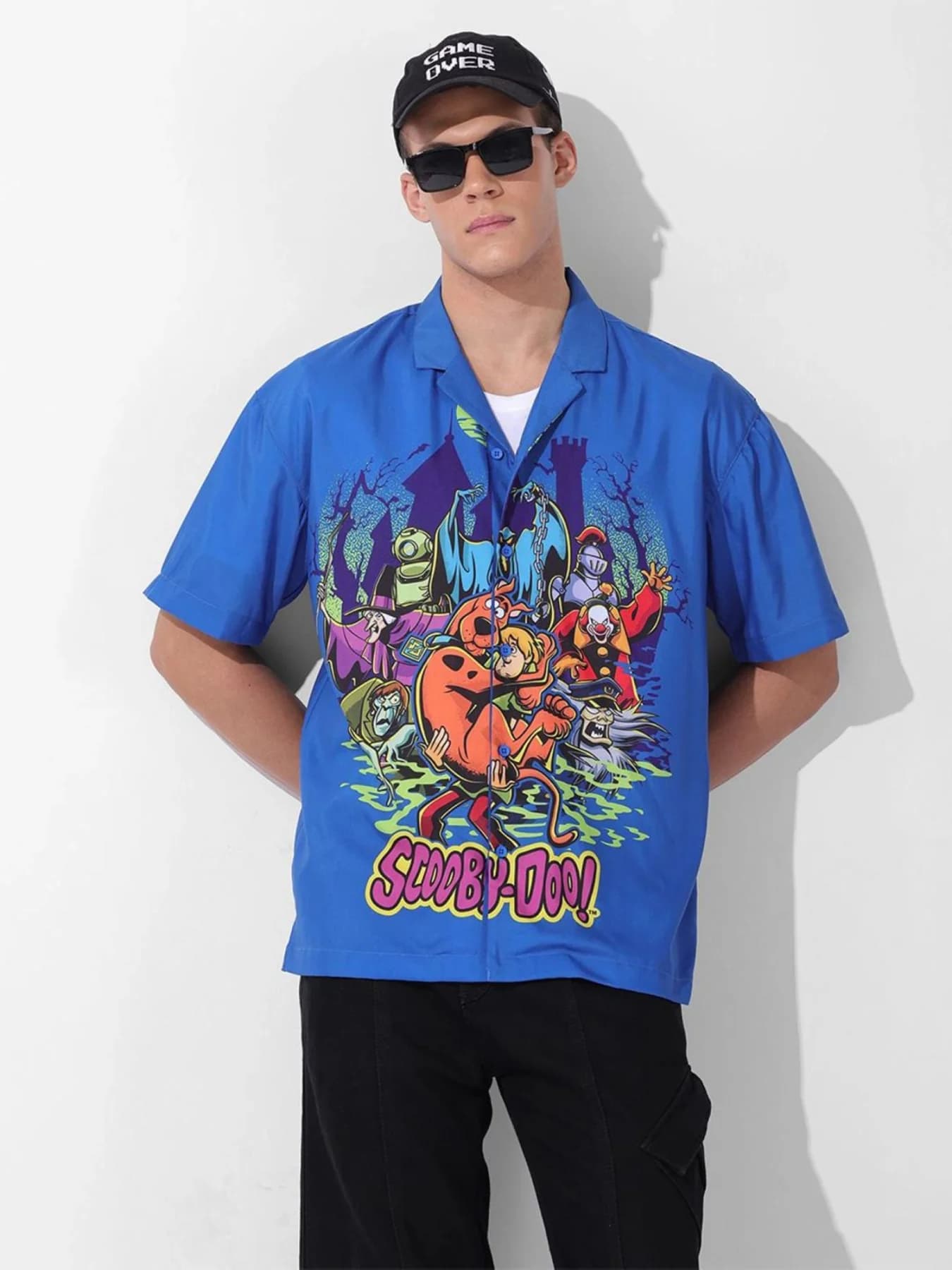 Men's Blue Casual Printed Regular Fit Shirt