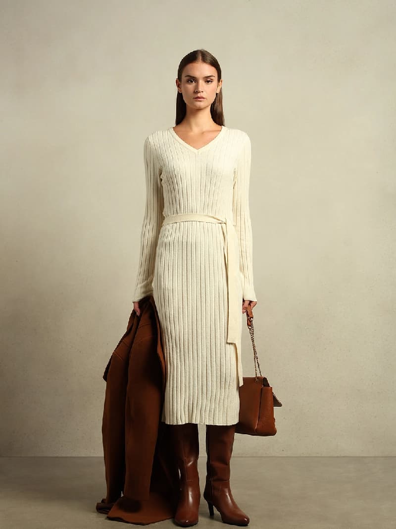 Women's White Casual Solid Dress