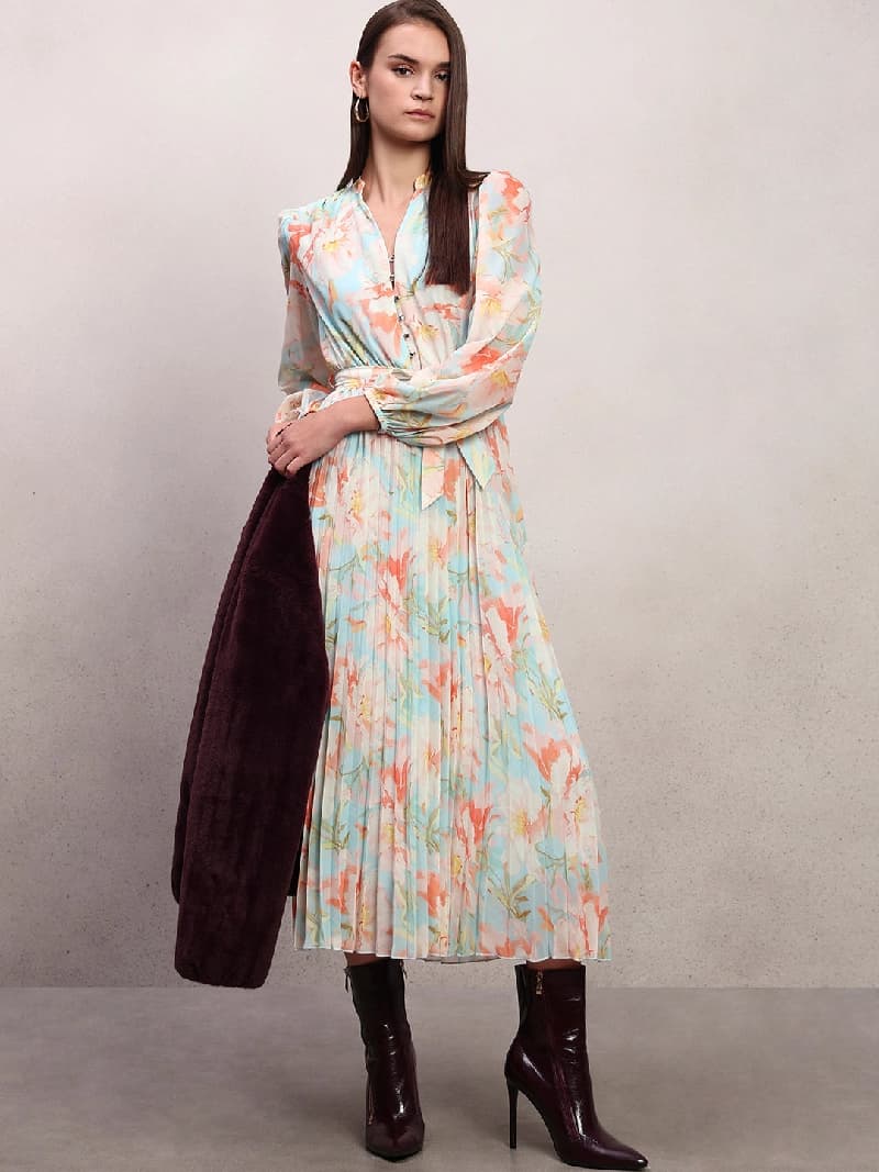 Women's White Casual Printed Dress