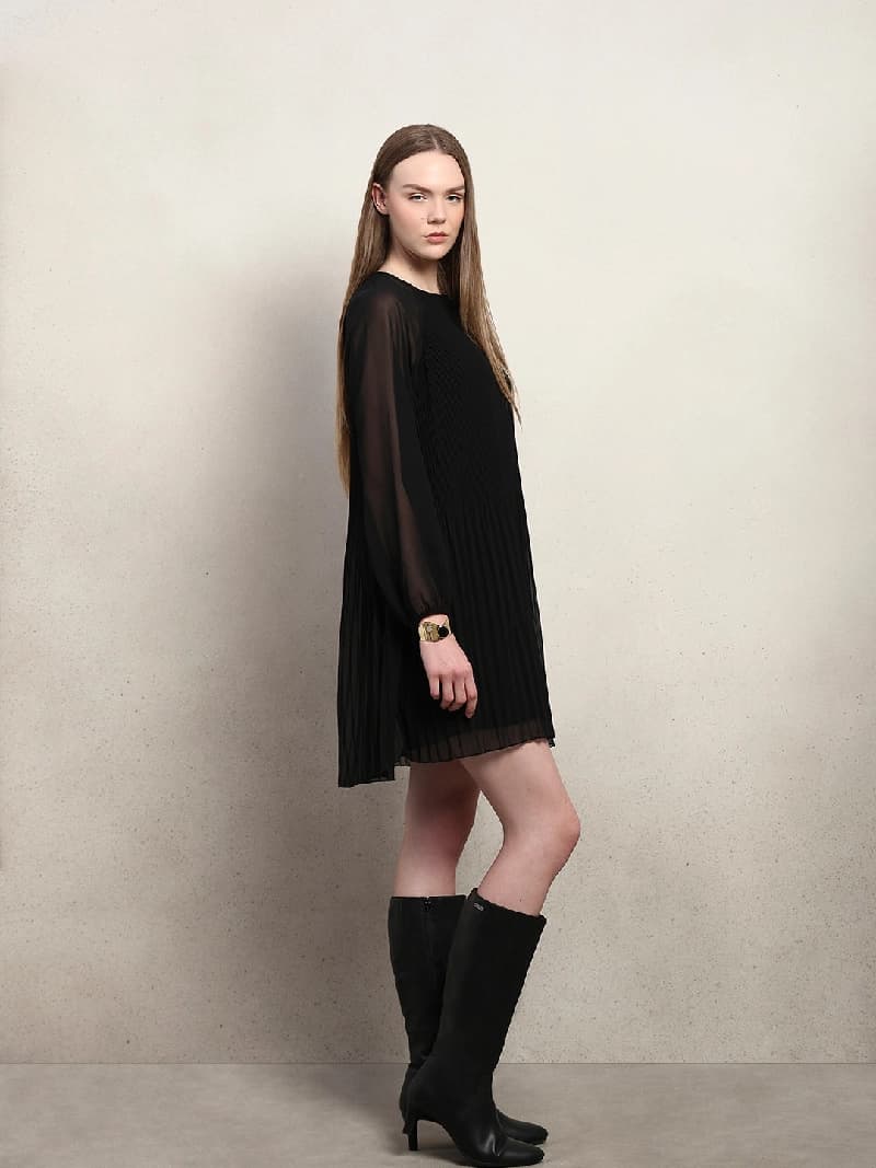 Women's Black Party Solid Dress