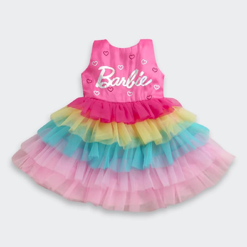 Girls Multicolor Party Fit & Flared Sleeveless Dress