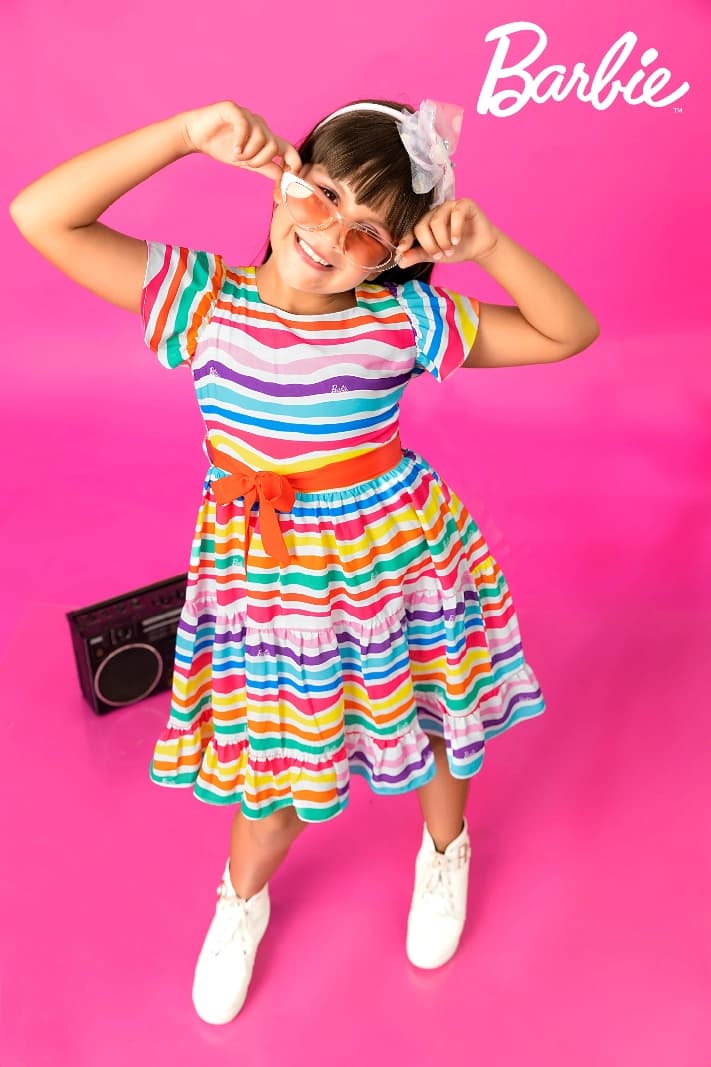 Girls Multicolor Casual Fit & Flared Half Sleeves Dress