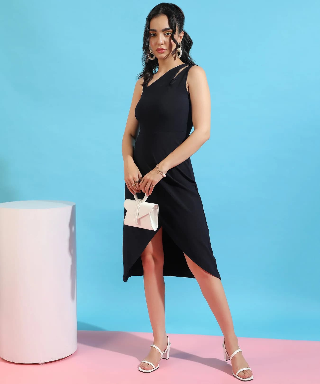 Women's Navy Party Solid Skinny Fit Dress