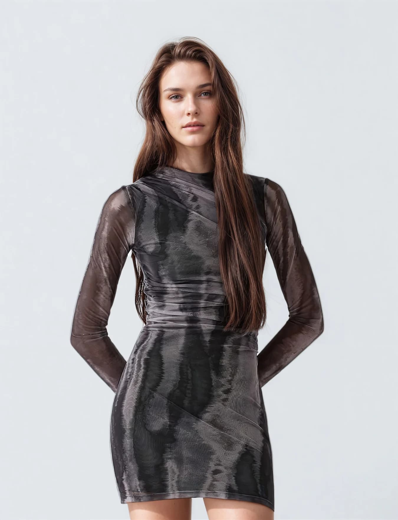 Women's Black Party Printed Skinny Fit Dress