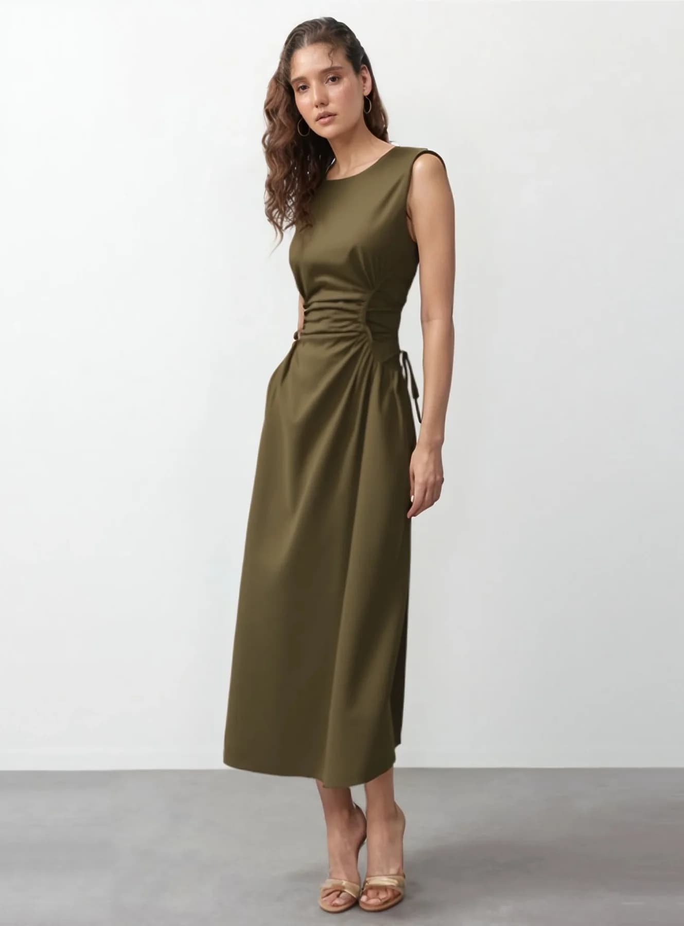 Women's Green Party Solid Regular Fit Dress