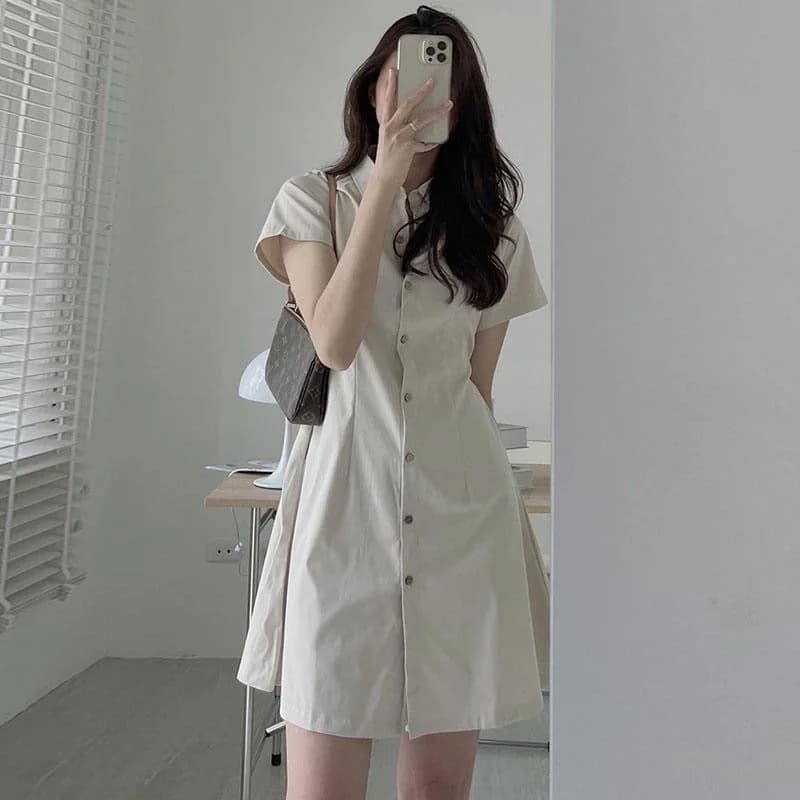 Women's White Party Solid Regular Fit Dress