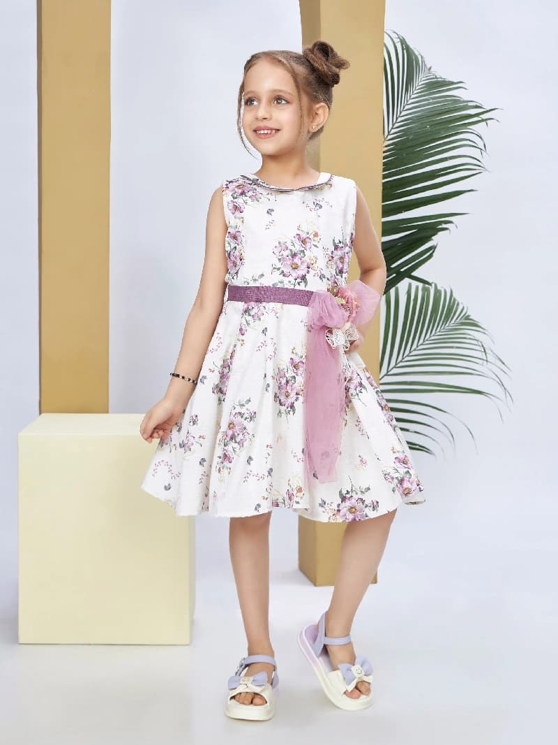 Girls Pink Casual Dress with Belt