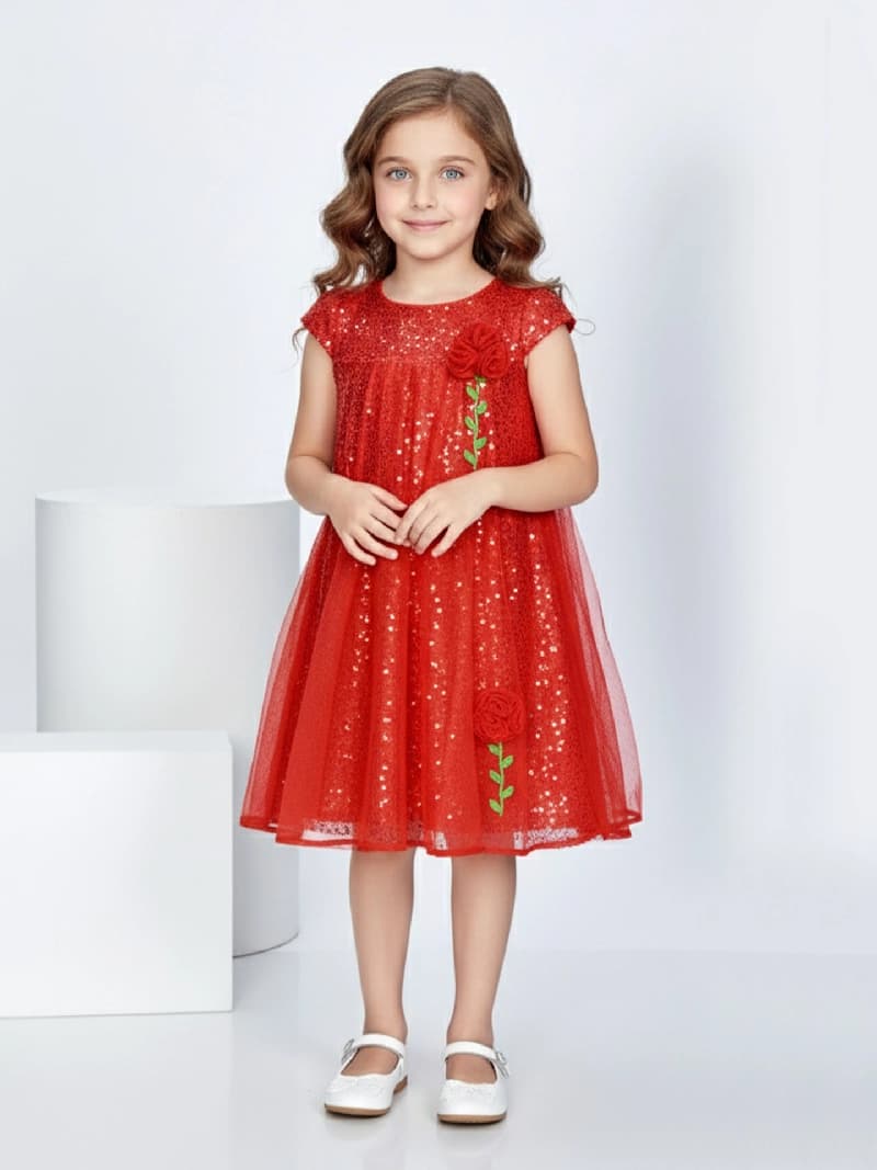 Girls Red Party Wear Dress