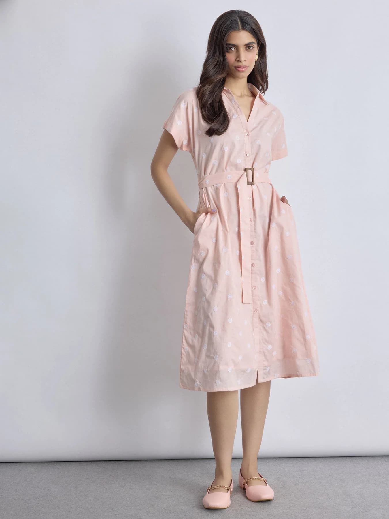 Women's Pink Formal Solid Dress
