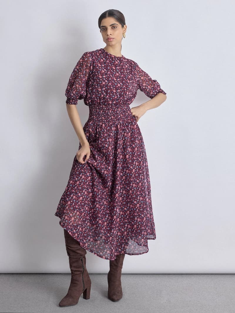Women's Red Casual Printed Dress