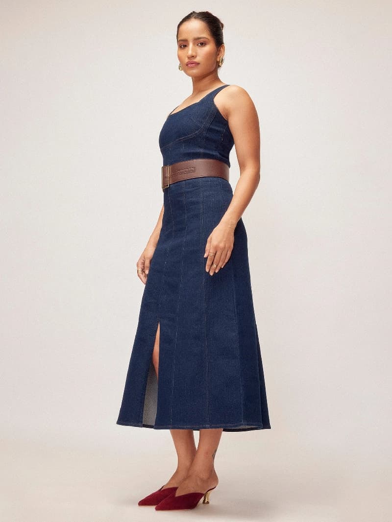 Women's Blue Formal Solid Dress