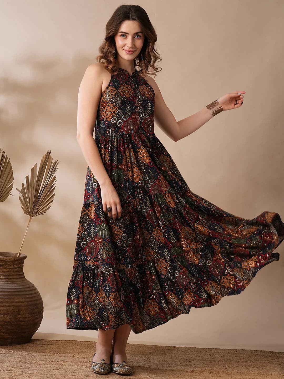 Women's Multicolor Casual Printed Regular Fit Dress