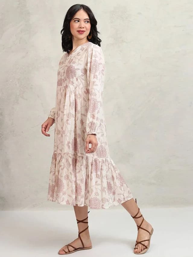 Women's Purple Casual Floral Regular Fit Dress