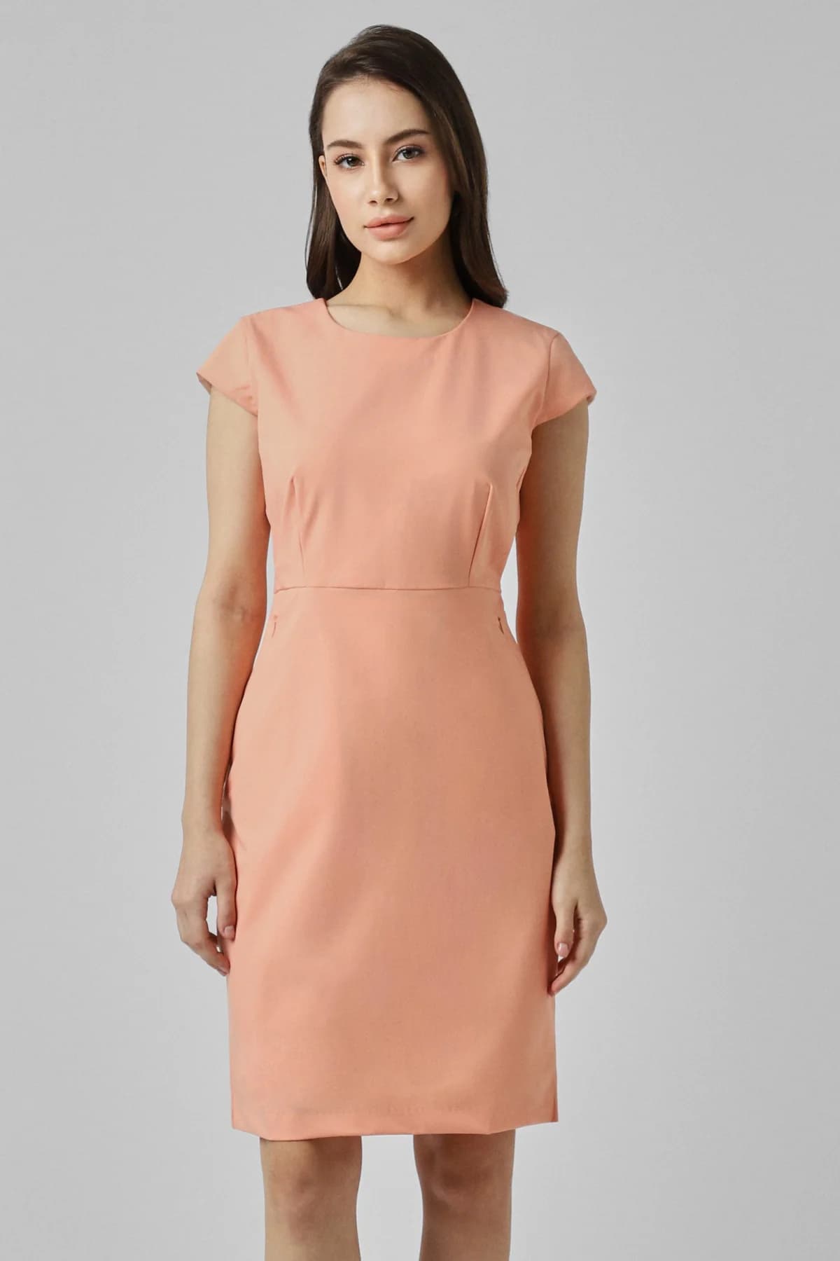 Women's Pink Formal Solid Skinny Fit Dress