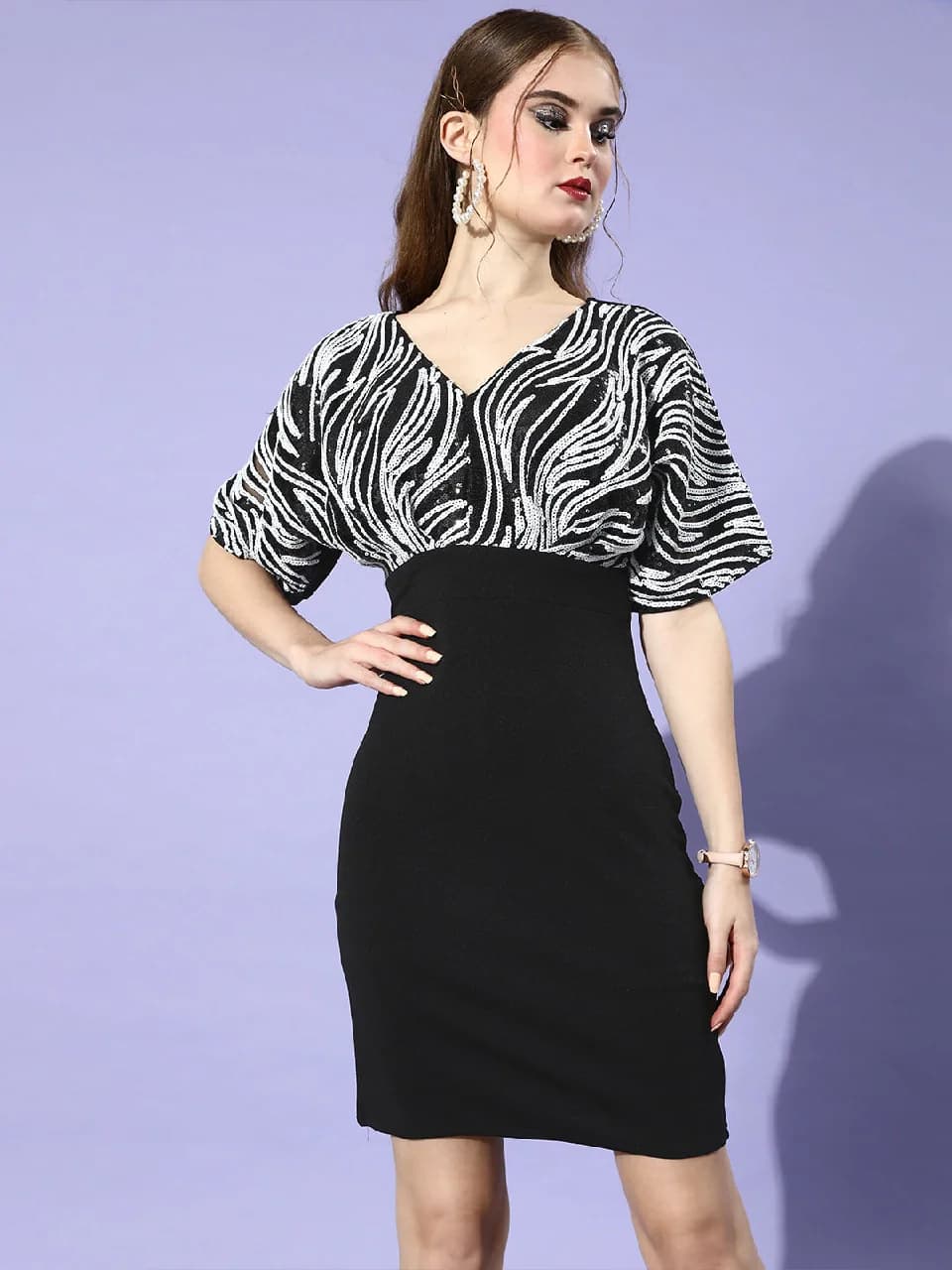 Women's Black Party Skinny Fit Dress